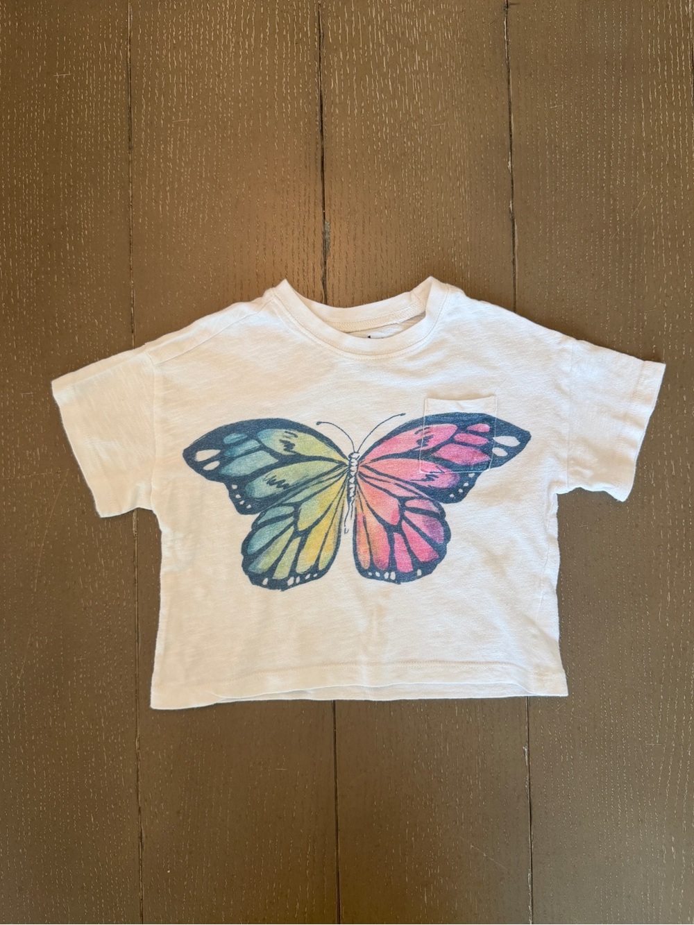 Hatley Toddler Girls Short-Sleeve Rainbow Butterfly Boxy Cotton T-Shirt Size 4